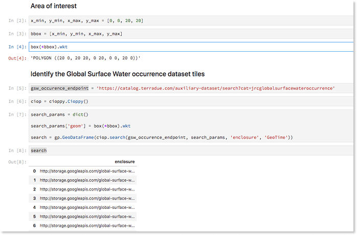 JRC Water Dataset Jupyter Notebooks